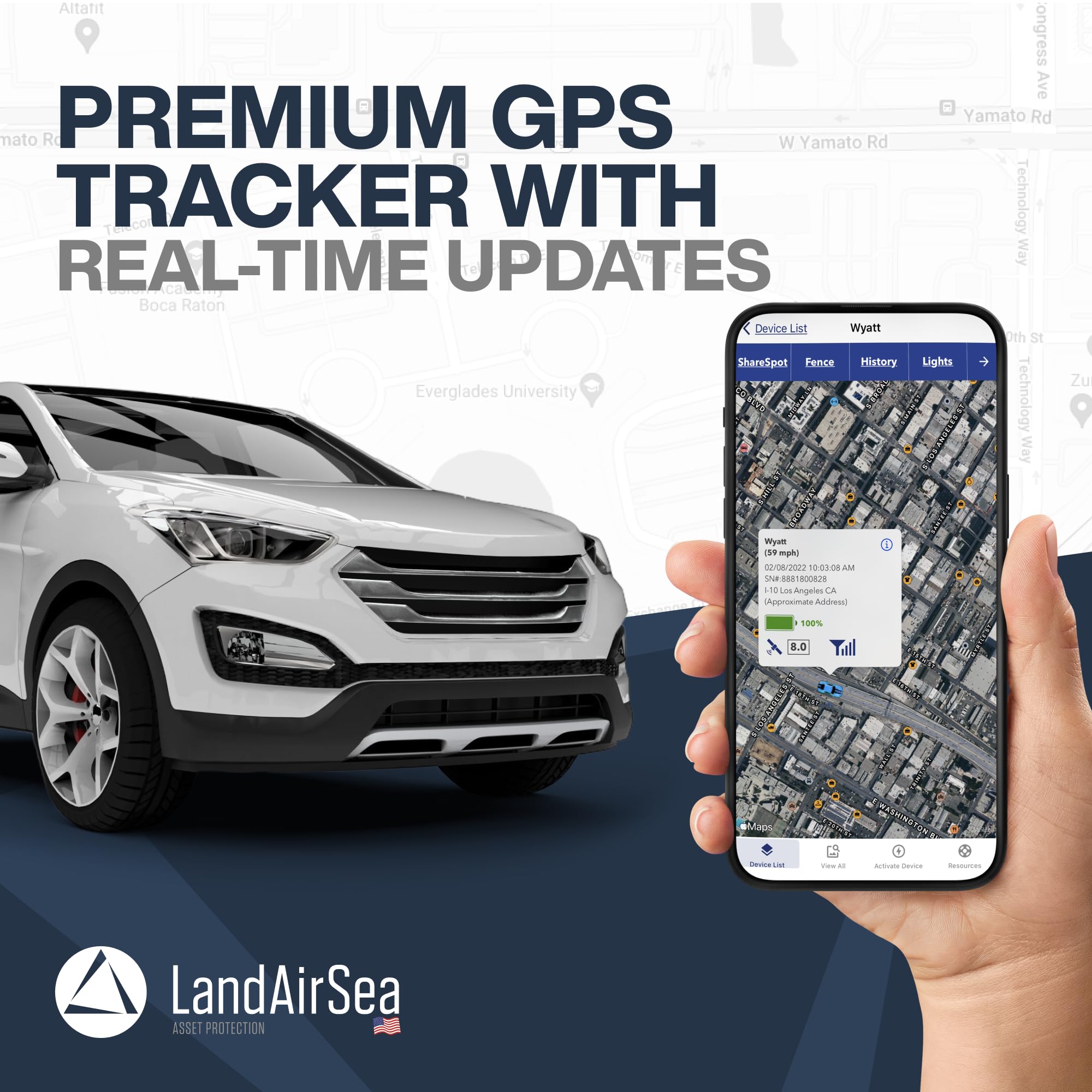 LandAirSea 54 GPS Tracker - Compact, Real-Time Location Tracking Device for Vehicles & Assets - 2023 Version